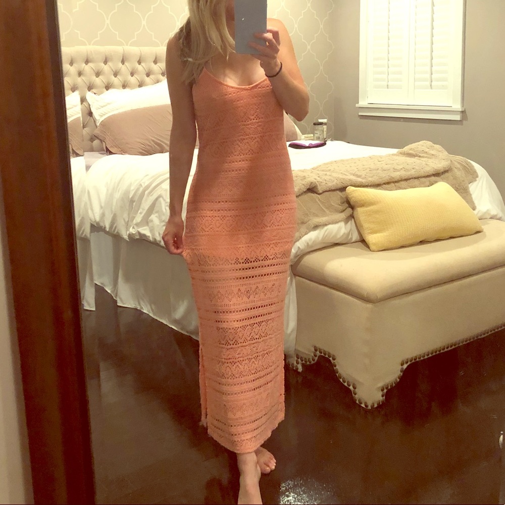 Peach / Coral Crochet Dress